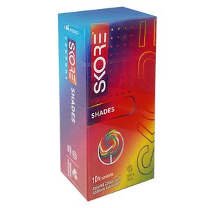 Skore Shades Assorted Colours 1500+ Dotted Condom - 10Pcs Pack(India)